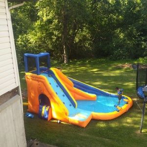 This is swimming water park with slide